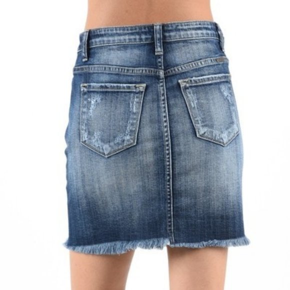 KANCAN🔥🎉HOST PICK🎉FRAYED HEM DENIM SKIRT - Picture 2 of 4
